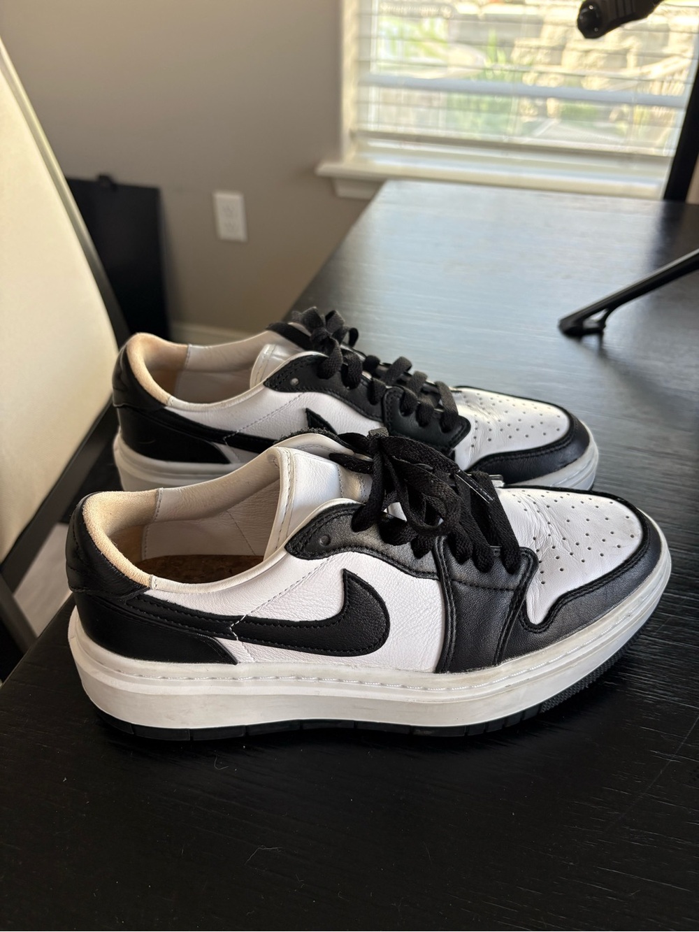 Nike Jordan dunk White and Black platform shoes